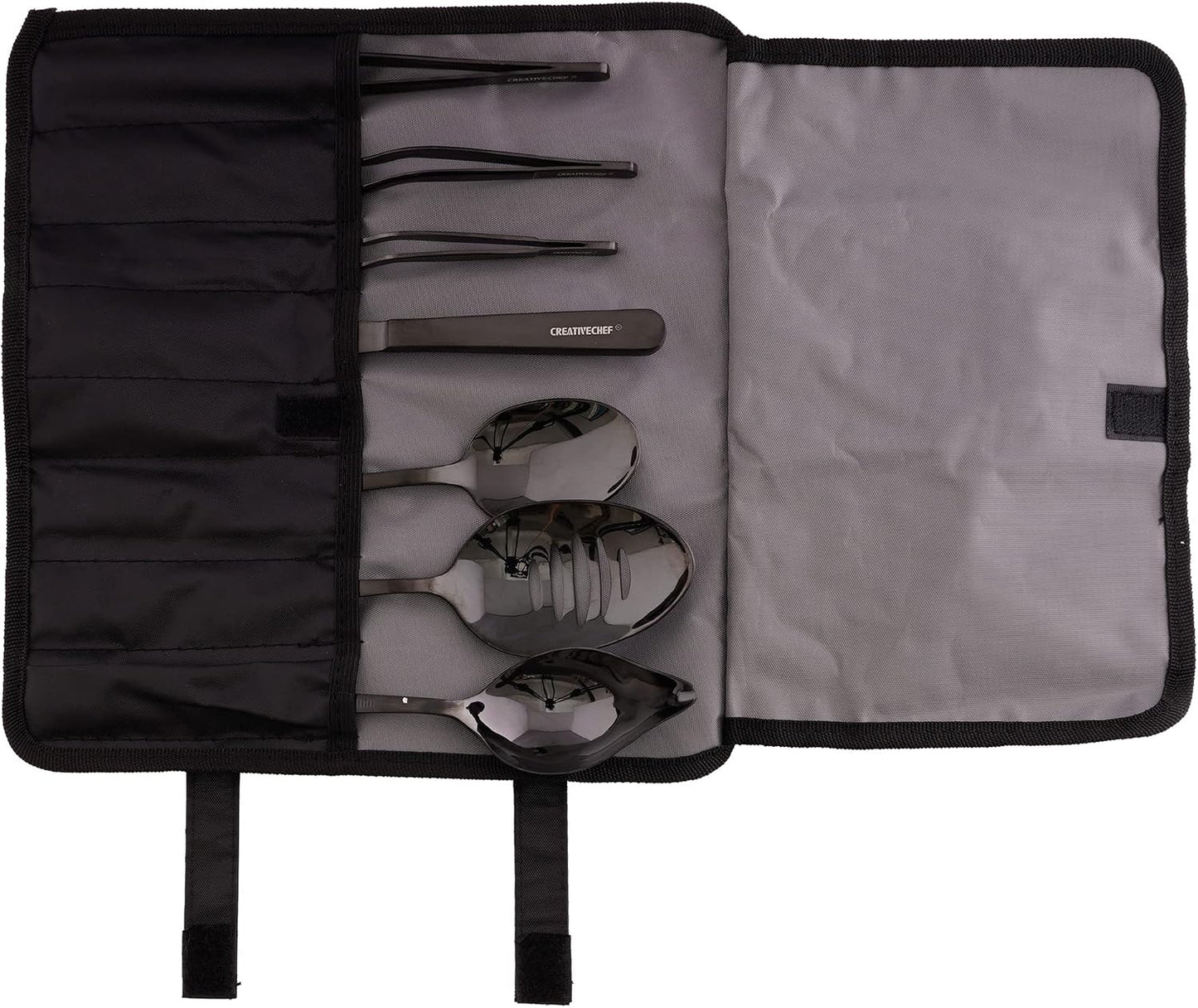 CREATIVECHEF 7 PCS Plating Tools Culinary Set Contains kitchen tweezers spatula Sauce plating spoon（Black）