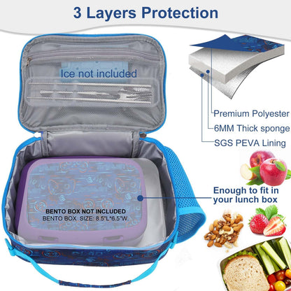 RHCPFOVR Kids Initial Lunch Bag - Insulated Lunch Box for Boys Girls,Washable Lunch Bag and Reusable Toddler Leak-proof Lunchbox for School and Daycare - Colors A