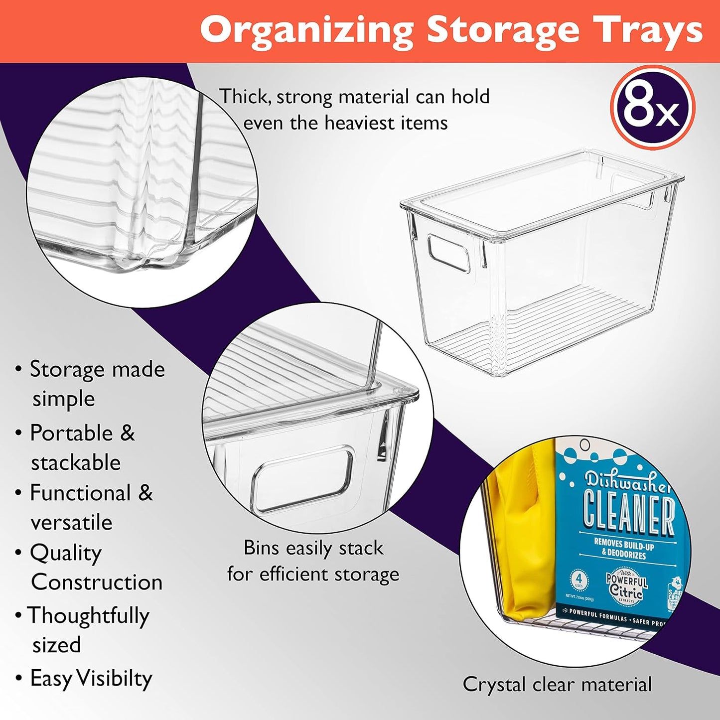 CLEARSPACE Plastic Storage Bins with Lids XL – Perfect Kitchen Organization or Pantry Storage – Fridge Organizer, Pantry Organization and Storage Bins, Cabinet Organizers