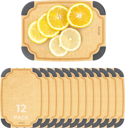 Elihome Essential Series 2-in1 Wood Cutting Board Set for Kitchen, Wooden Board for Chopping Vegetables, Bread, Cheese, Meat, Salad, Bread Board for Countertop, Butcher Block, Non-Slip