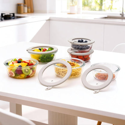 Glass Food Containers with Glass Lid, Microwave Safe Food Storage Container Set, 4 Pack of 35oz, Large Size Airtight Storage Set with Leak Proof Lids, Meal Prep Containers