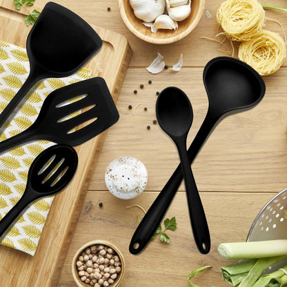 E-far 10 Pieces Silicone Cooking Utensils Set, Heat Resistant Kitchen Utensil Set for Nonstick Cookware, Kitchen Cooking Tools with Spatula, Spoon, Slotted Turner, Non-Toxic & Dishwasher Safe (Khaki)