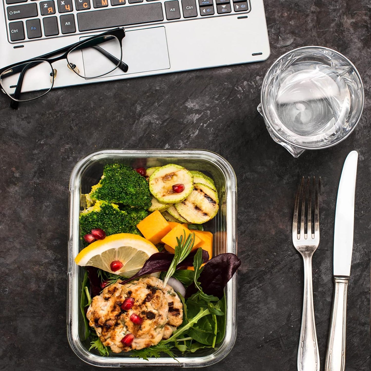Bayco 10 Pack Glass Meal Prep Containers, Glass Food Storage Containers with Lids, Airtight Lunch Bento Boxes, BPA-Free & Leak Proof (10 lids & 10 Containers) - White