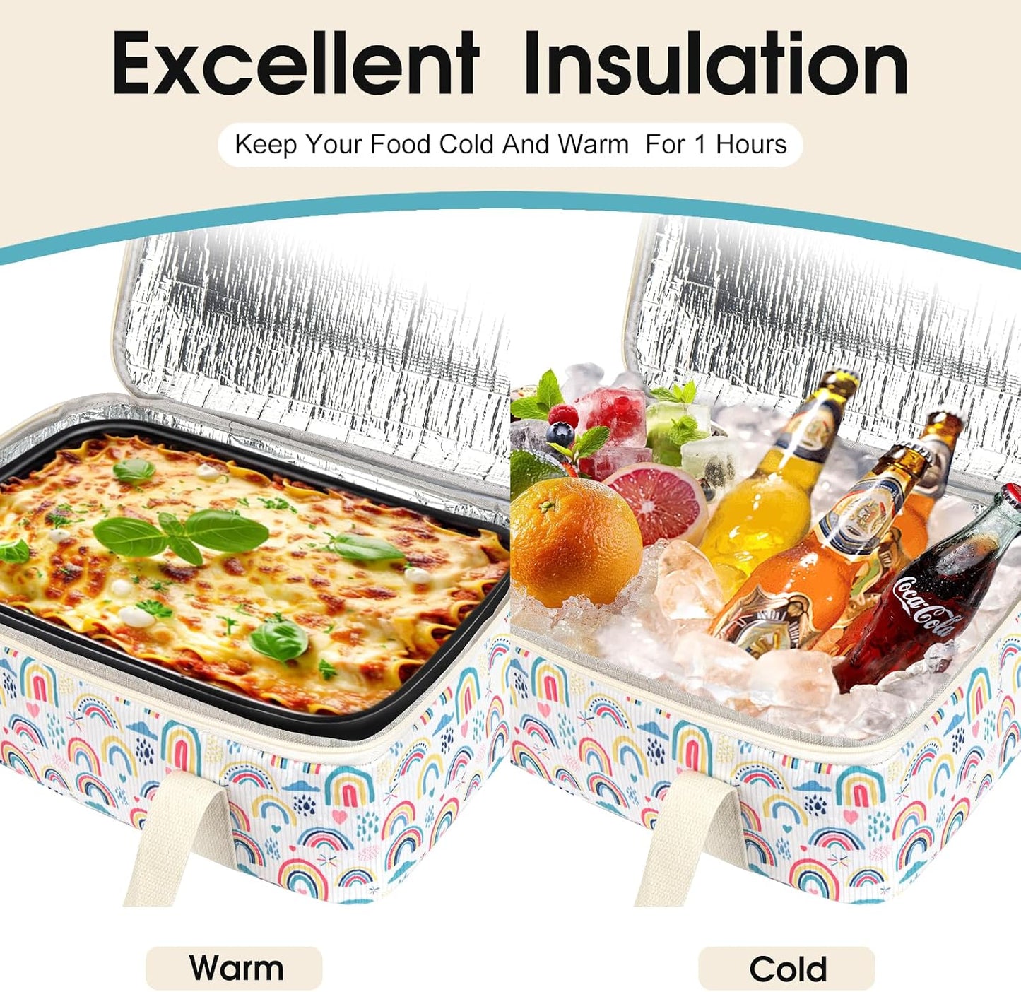 Insulated Casserole Carrier, Portable Casserole Carrier for Hot or Cold Food Lunch Tote Warmer or Cooler Bag, Lasagna Lunch Bag for Potluck Parties- Fits 9" x 13" Baking Dish-Charcoal Grey