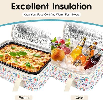 Insulated Casserole Carrier, Portable Casserole Carrier for Hot or Cold Food Lunch Tote Warmer or Cooler Bag, Lasagna Lunch Bag for Potluck Parties- Fits 9" x 13" Baking Dish-Charcoal Grey