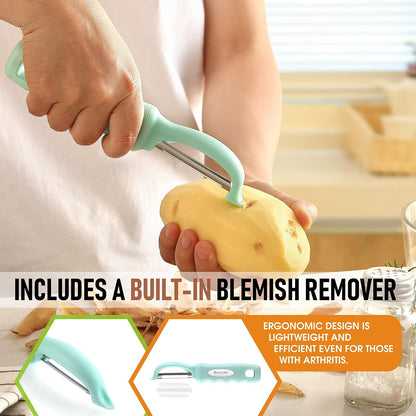 Spring Chef Premium Swivel Vegetable Peeler, Soft Grip Handle and Ultra Sharp Stainless Steel Blades - Perfect Kitchen Peeler For Veggie, Fruit, Potato, Carrot, Apple - Mango