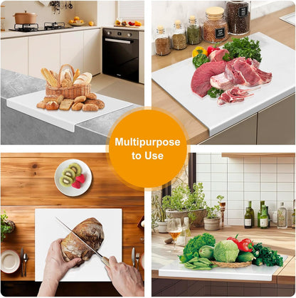 3-Piece Acrylic Cutting Board Set with Counter Lip, 3 Sizes (17.5x13.5/16x12/11.5x7.5Inch) for Kitchen Countertops, Non-Slip Durable Black Countertop Protector, Ideal for Home Decor Housewarming Gifts