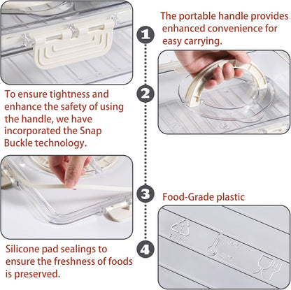 Bandesun Divided Serving Tray with Lid and Handle - Snackle Box Charcuterie Container for Portable Snack Platters - Clear Organizer for Candy, Fruits, Snacks，Nuts - Perfect (Pack of 2)