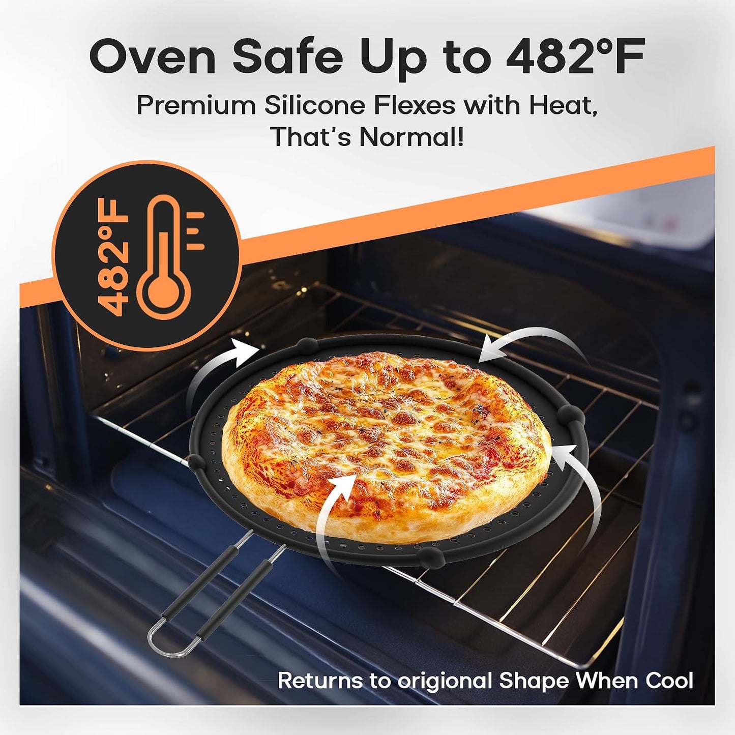 13-Inch Splatter Screen for Frying Pan - Silicone Grease Splatter Guard for 12"-13" Panss - |USA Brand|, Black | oven safe