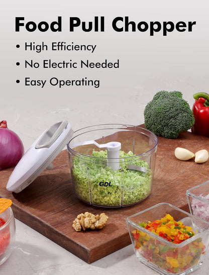 GDL Food Chopper, Vegetable Chopper, Pull String Onion Chopper Dicer, 800ML