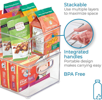 iDesign Stackable Clear Plastic Bin - Kitchen Organizers and Storage for Fridge and Pantry, 2-Pack