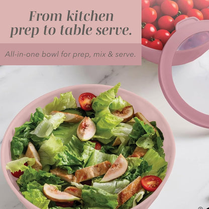 COOK WITH COLOR Mixing Bowls with Lids - 12 Piece Plastic Nesting Bowls Set includes 6 Prep Bowls and 6 Lids, Microwave Safe Mixing Bowl Set, Pink Embossed - Colors B