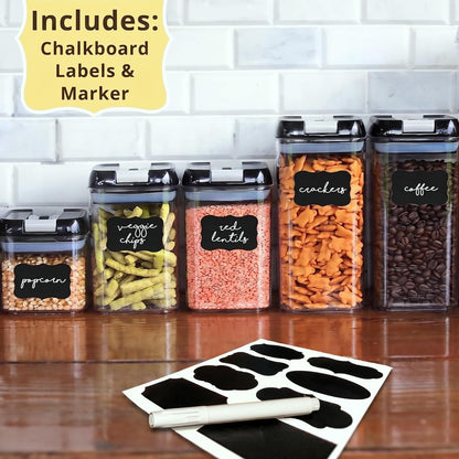 Simply Gourmet Airtight Flour and Sugar Containers with Lids – 3 Piece Kitchen Pantry Organization Set, BPA-Free Clear Plastic, Stackable Canisters for Baking Ingredients, Rice, Snacks, Cereal