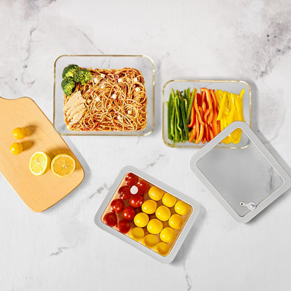 Glass Food Containers with Glass Lid, Microwave Safe Food Storage Container Set, 4 Pack of 35oz, Large Size Airtight Storage Set with Leak Proof Lids, Meal Prep Containers