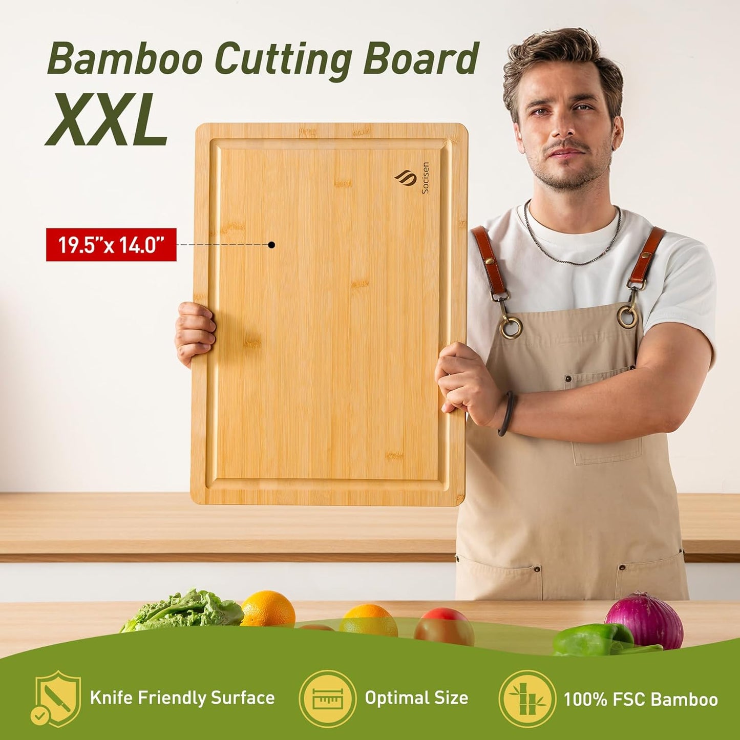 3 Packs Bamboo Cutting Board Set with Non Slip Feet and Over Sink Nice Solid Thick Wood Juice Groove Chopping Board Extra Large Big Small Best Hardwood Kitchen Counter Organic Vegetable