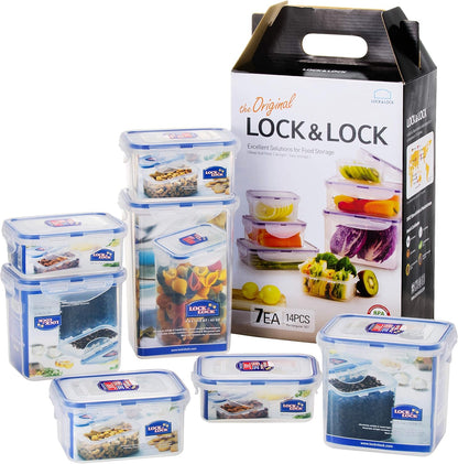 Lock & Lock HPL817S12 Easy Essentials Storage Set/Food Containers Airtight Bins/BPA-Free/Dishwasher Safe, 24 Piece - Clear