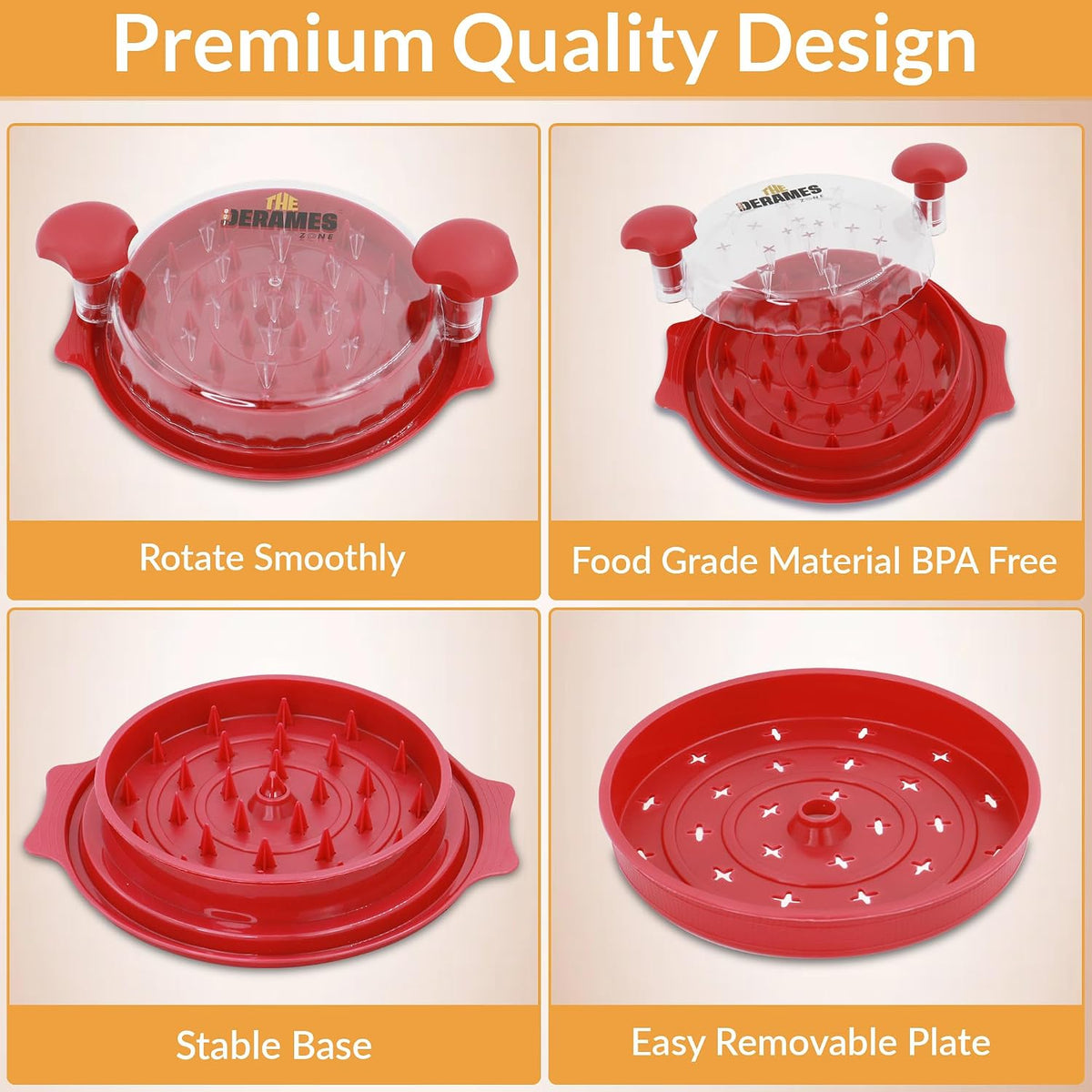 Chicken Shredder Tool Twist with Brush - 10" Large BPA-Free Meat Shredder for Effortless Shredding- Dishwasher Safe Chicken Breast Shredder with Removable Tray, Non-Slip for Pork, Beef & Chicken - Red