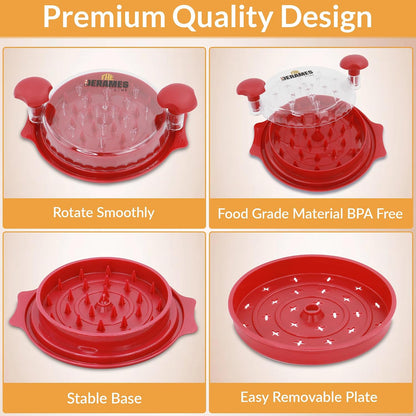 Chicken Shredder Tool Twist with Brush - 10" Large BPA-Free Meat Shredder for Effortless Shredding- Dishwasher Safe Chicken Breast Shredder with Removable Tray, Non-Slip for Pork, Beef & Chicken - Red