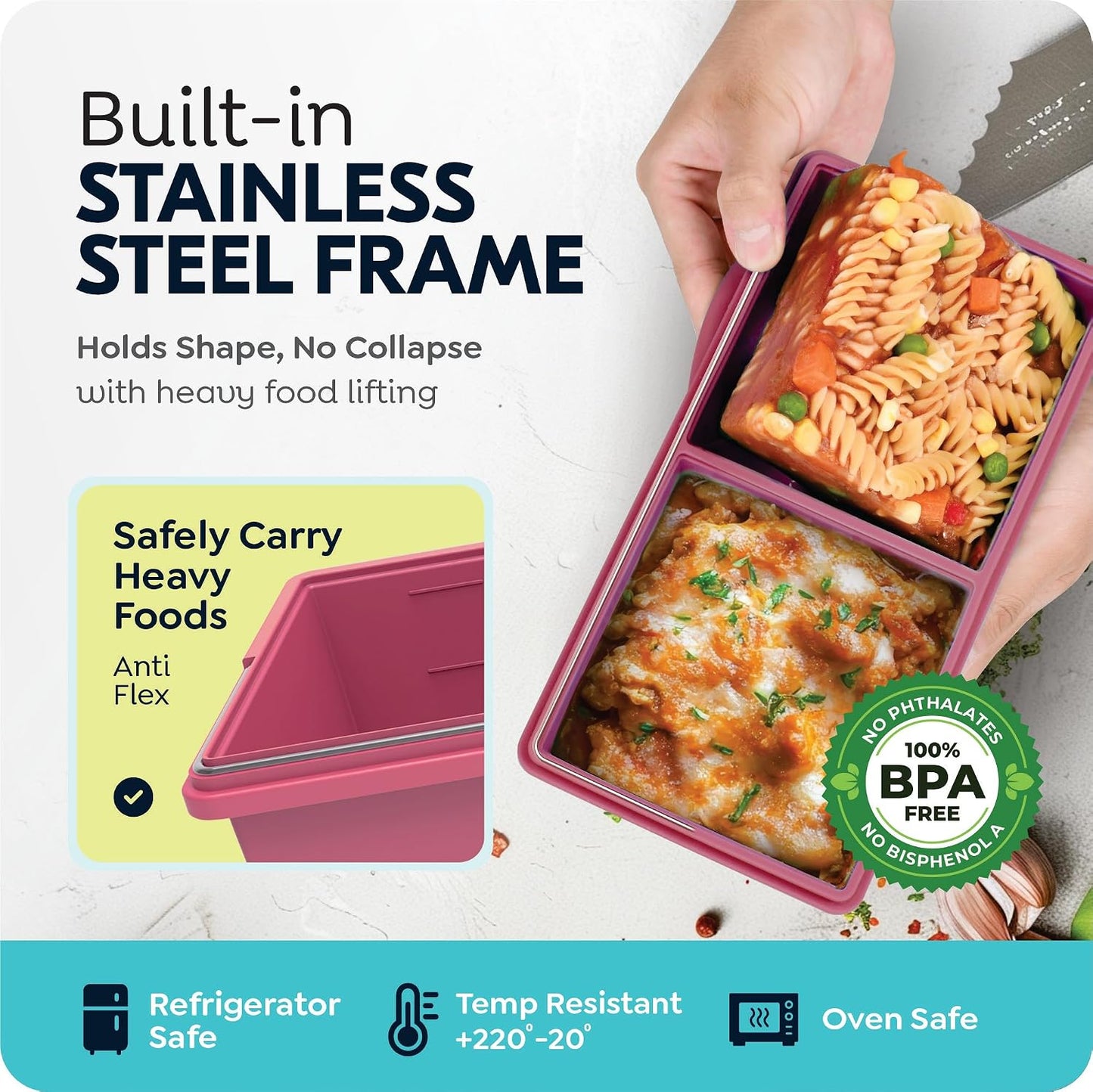 2 cup Silicone Freezer Trays with Lids, Silicone Soup Freezer Molds, Easily prepare portioned meals, Great for storing soups, lasagna, leftovers, sauces and other dishes, Dishwasher, Oven Safe