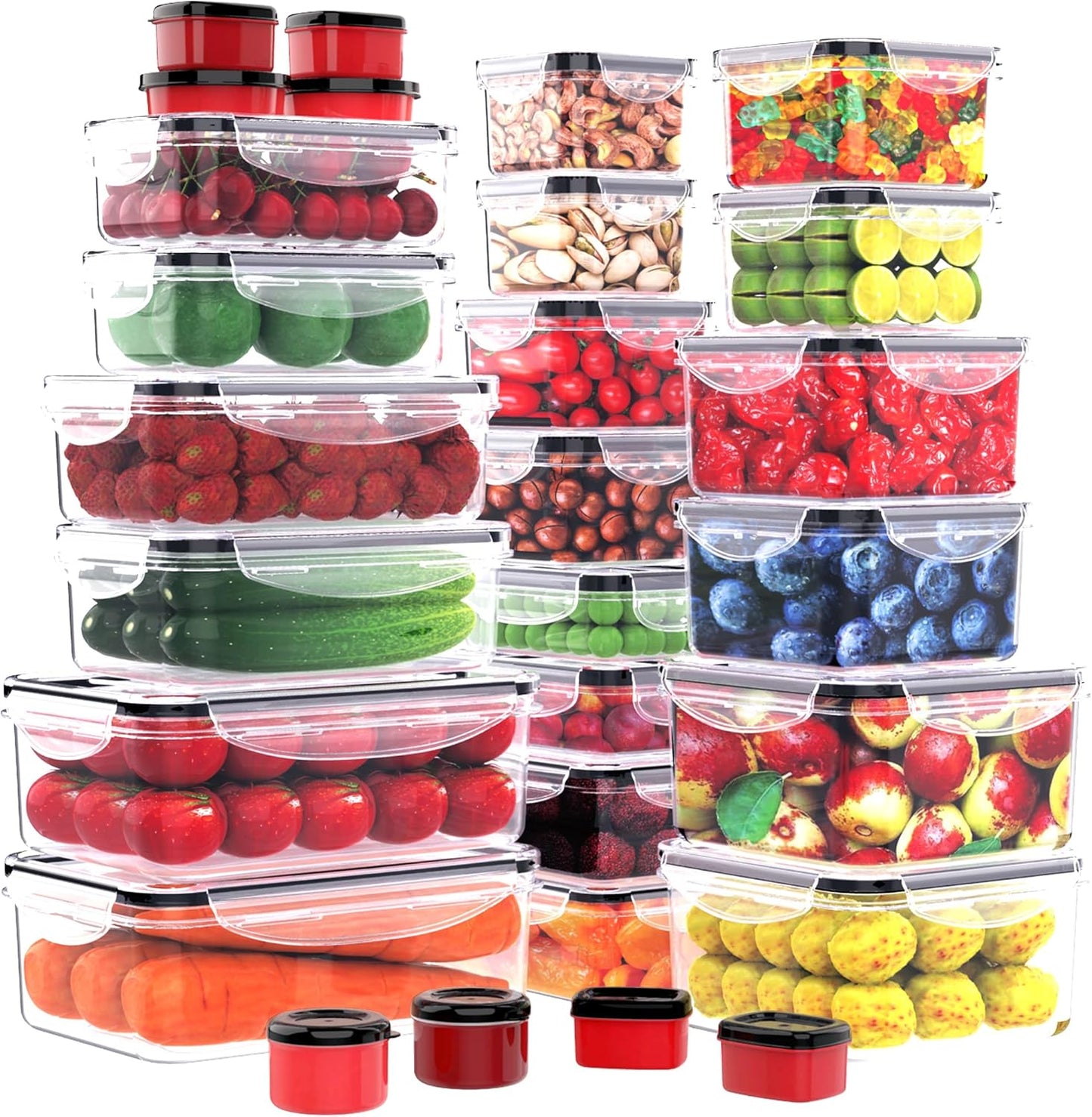 70 Pcs Large Food Storage Containers with Lids Airtight-2500ML to Small Box,Total 22812 ML Stackable Kitchen Bowls Set(35 Containers,35 Lids)-BPA Free Leak proof Plastic Boxes-Microwave safe