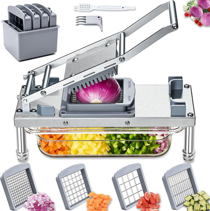 Stainless steel Vegetable Chopper, Veggie Chopper With 10 Blades, Onion Dicer with Container, Food Cutter & Grater Mandoline Slicer