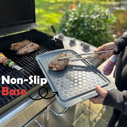 Outset Grill Prep Trays, Set of 2 Small Trays, 10.5" x 10.5", Orange and Black