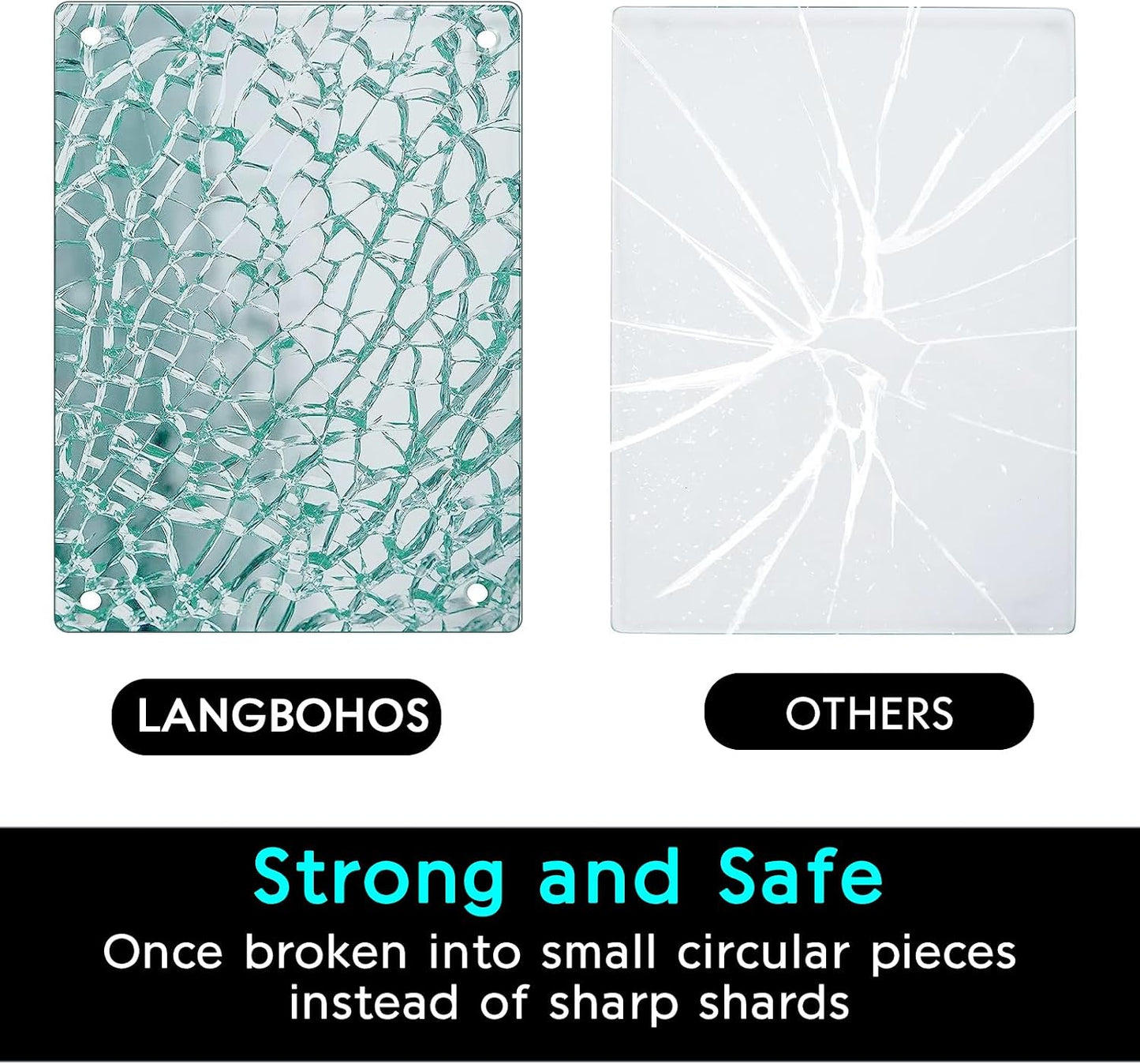 LANGBOHOS Tempered Glass Cutting Boards for Kitchen,Clear Cutting Board for Countertop,Non-slip Chopping Board,Table protection, Heat Resistant, Shatter Resistant (Clear, Set of 4)