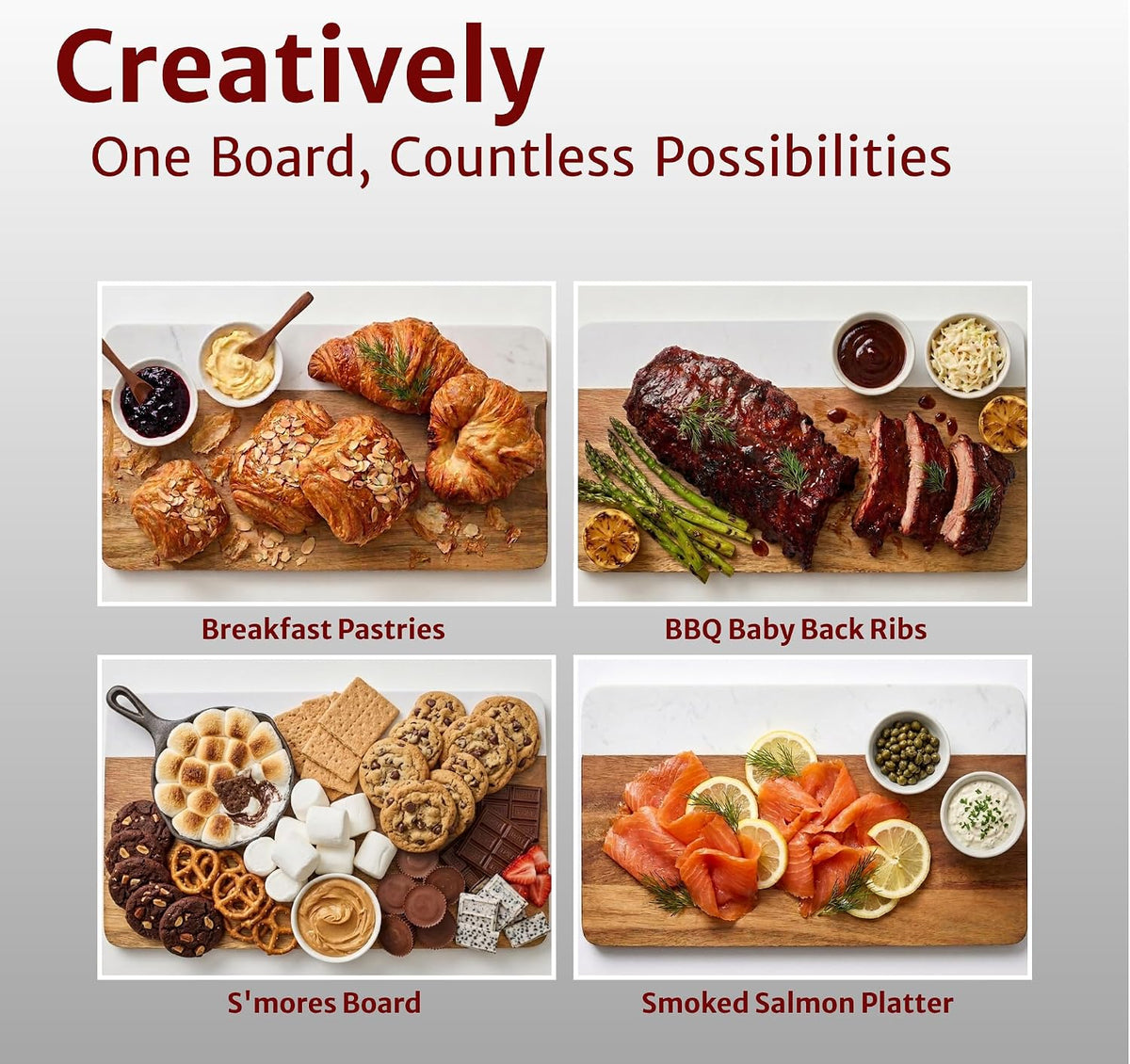 Charcuterie Board Set with Accessories- Marble & Acacia Wood Board