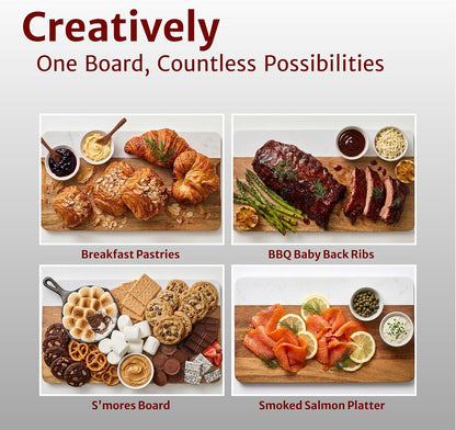Charcuterie Board Set with Accessories- Marble & Acacia Wood Board