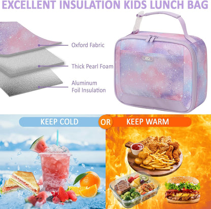 Lunch Box Kids Insulated Lunch Bag for Boys Girls Cute Reusable Lunch Tote Bag Waterproof Portable Thermal Lunch Box Kids for School Picnic Travel Black