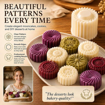 2Pcs Sunflower Patterned Round Hand-Press Mooncake Double Ended Pastry Mold