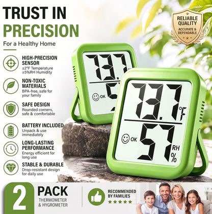 Antonki 2 Pack Room Thermometer Indoor Hygrometer