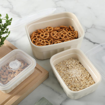Martha Stewart Shadowbrook 5-Piece Borosilicate Glass Storage Container Set – Airtight Locking Lids, 21.6 oz Meal Prep, Leftover & Lunch Containers, Microwave, Oven & Dishwasher Safe