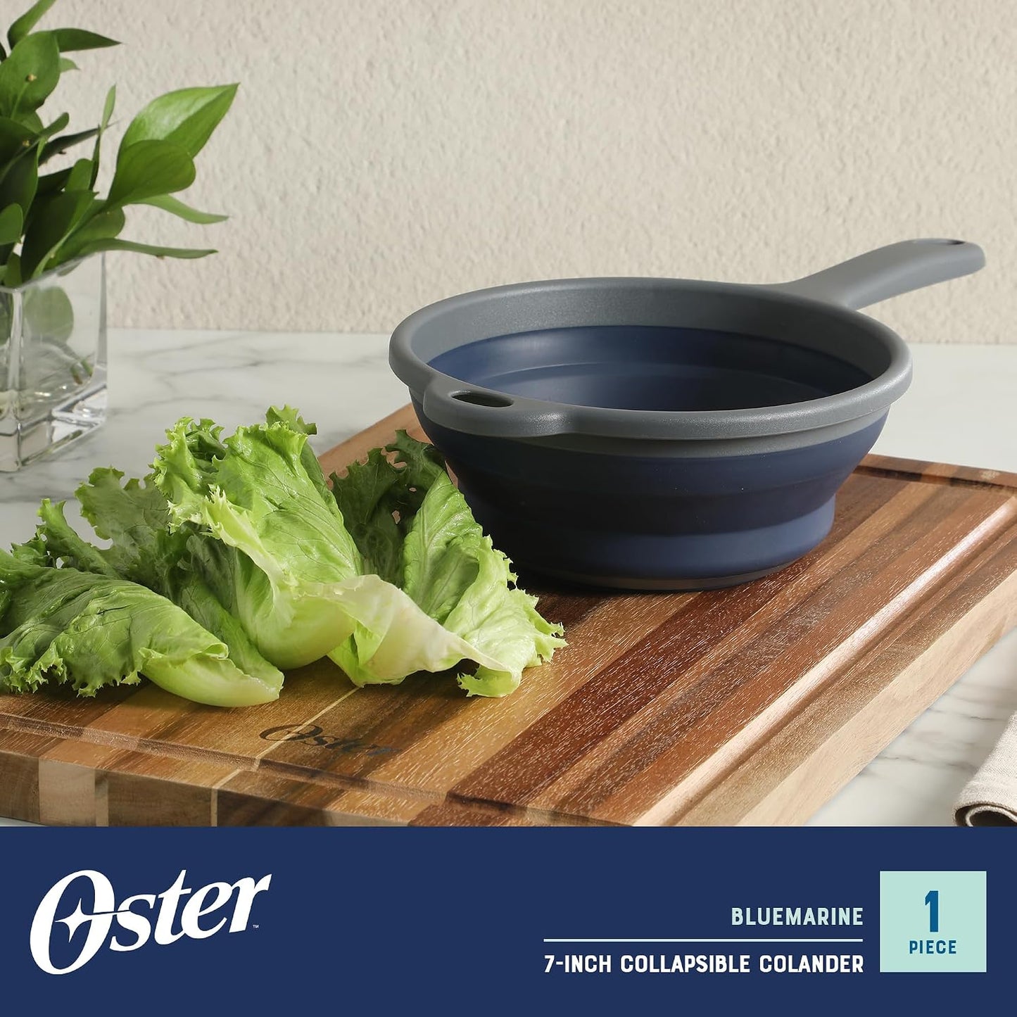 Oster Bluemarine 3 Piece PP Stackable Space-Saving Colander and Mixing Bowl Set