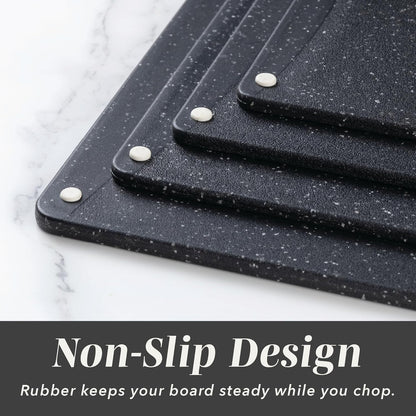 COOK WITH COLOR Non-Slip Cutting Board Set – Kitchen Essentials with Easy Grip Handle for Meat, Veggies, and Fruits, 3 Cutting Boards, Speckled White