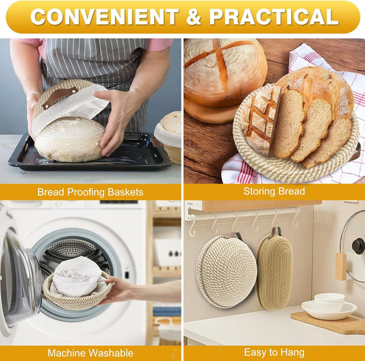 Nikkar Banneton Bread Proofing Basket Set of 2, 9 10 11 inches