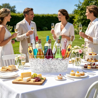 15L Large Ice Buckets for Parties, 2 Pack Champagne Ice Buckets, Portable Beverage Tub with Scoops for Champagne Beer Drink Wine Cocktails for Mimosa Bar Party Supplies