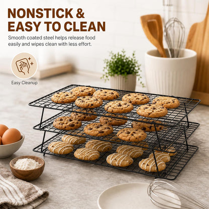Cooling Rack 16"x10", 3-Tier Stackable & Collapsible Cooling Racks