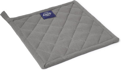 Encasa XO Pot Holders, Quilted Kitchen Hot Pads 8"x8" Black