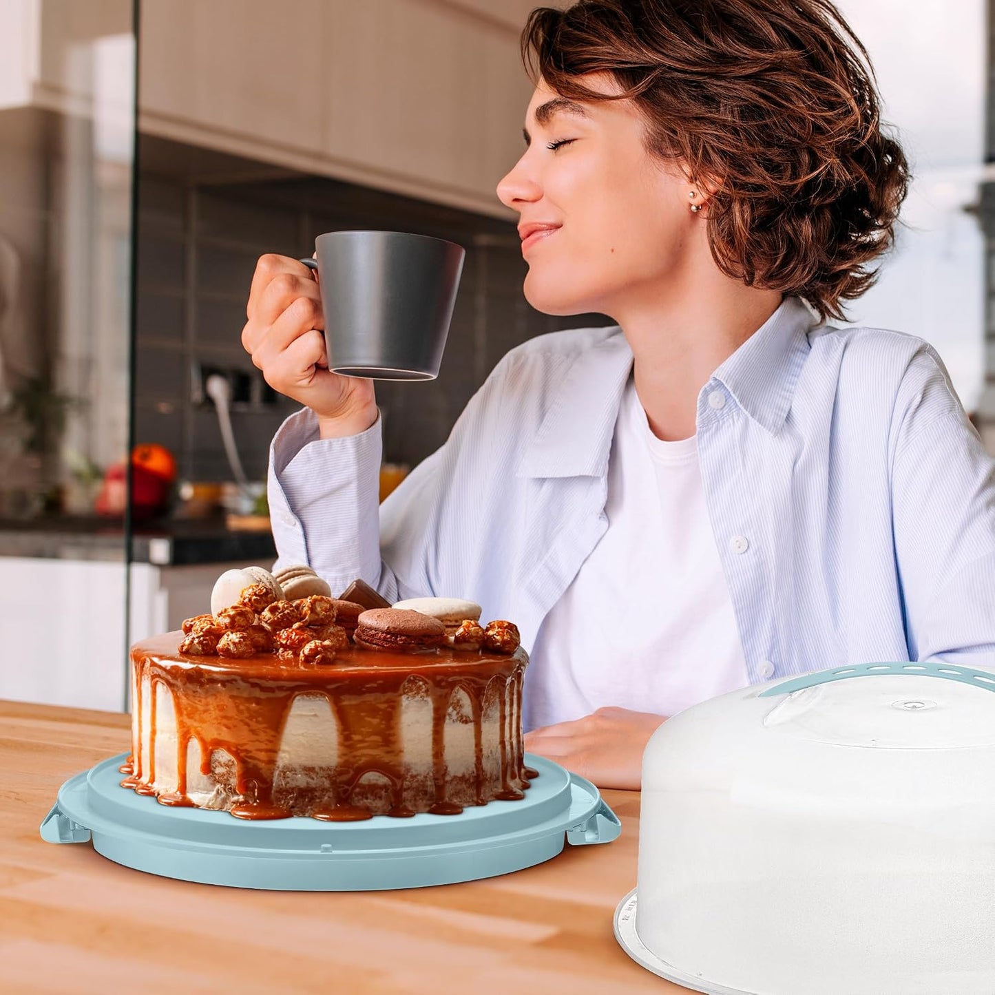 Tribello Extra Large Cake Storage Container, Cake Carrier With Handle Holds Cake 12 X 12 X 5 (Being)