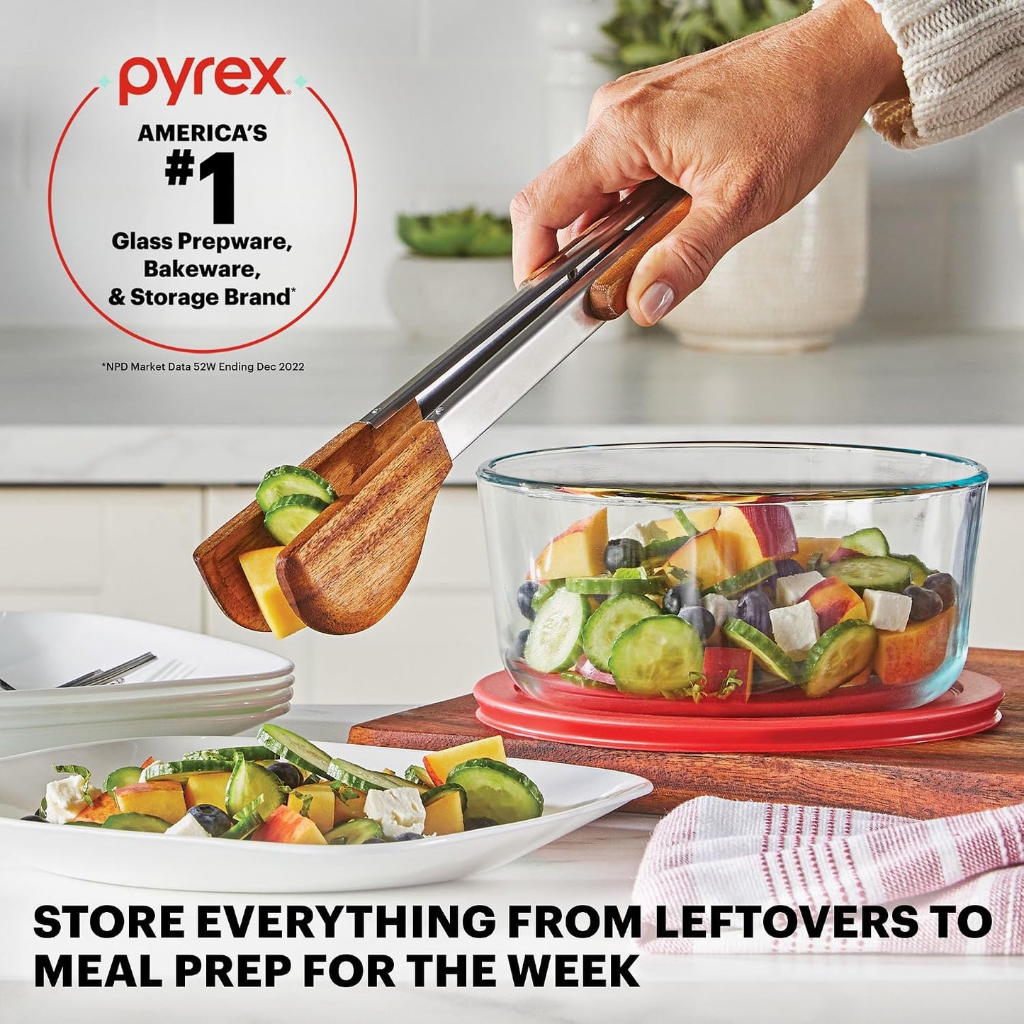 Pyrex Simply Store (12-Pack) Glass Food Storage Containers Set, (1, 2, & 3 Cup) Meal Prep Containers with Plastic BPA-Free Lids, Dishwasher & Microwave Safe
