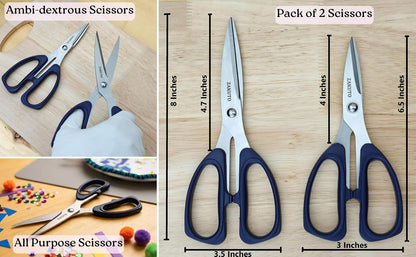 Kitchen Shears 2 Pack – Heavy Duty Stainless Steel Food Scissors for Meat, Poultry & Cooking, Sharp Multipurpose Kitchen Cutting Shears, Dishwasher Safe (6” & 8”)