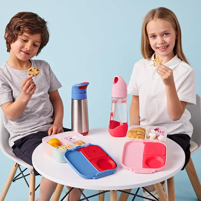 b.box Mini Lunch Box 2-Pack, Leak Proof Bento Box for Kids, 3 Compartment Snack Containers Ages 3+, Lunchbox for Daycare + School, Dishwasher Safe, BPA-Free, PFAS-Free, 4.25 Cup - Blue + Green