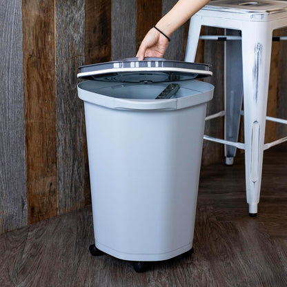 IRIS USA Airtight Dog Food Storage Container, Up to 30 lbs, Attachable Wheels, for Dog Cat Bird and other Pet Food Storage Bin, Keep Fresh, Easy Mobility, BPA Free, Black