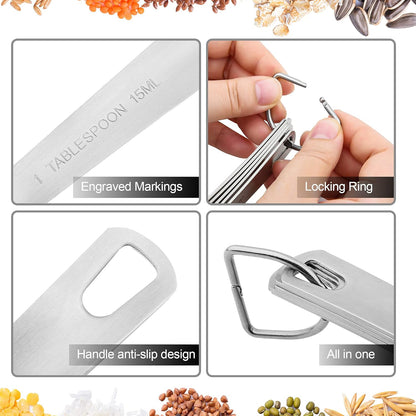 Measuring Cups and Spoons Set, 18/8 Stainless Steel Measuring Cups and Spoons for Kitchen & Baking, Heavy Duty Metric & US 8 Measuring cups, 9 Measuring Spoons Set