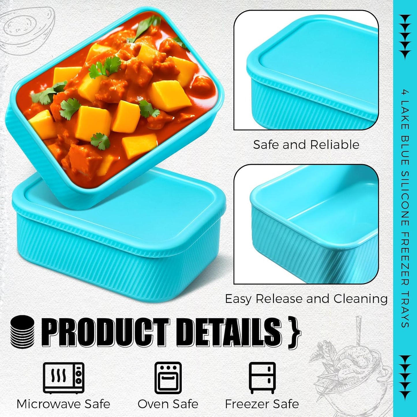 Nuogo 4 Pcs 6 Cup Silicone Freezer Trays with Lid Soup Containers Reusable Freezer Silicone Molds Rectangle Containers Ice Trays for Soups Sauces Stews Curries, Yellow