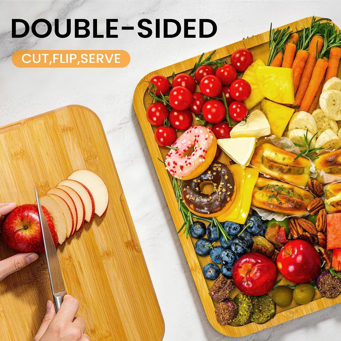 Charcuterie Board with Clear Lid, Portable 6-Compartment Cheese & Snack Tray, Reversible Bamboo Cutting Board, Secure Latch Closure for Picnics, Parties & Light Travel, Housewarming Gift