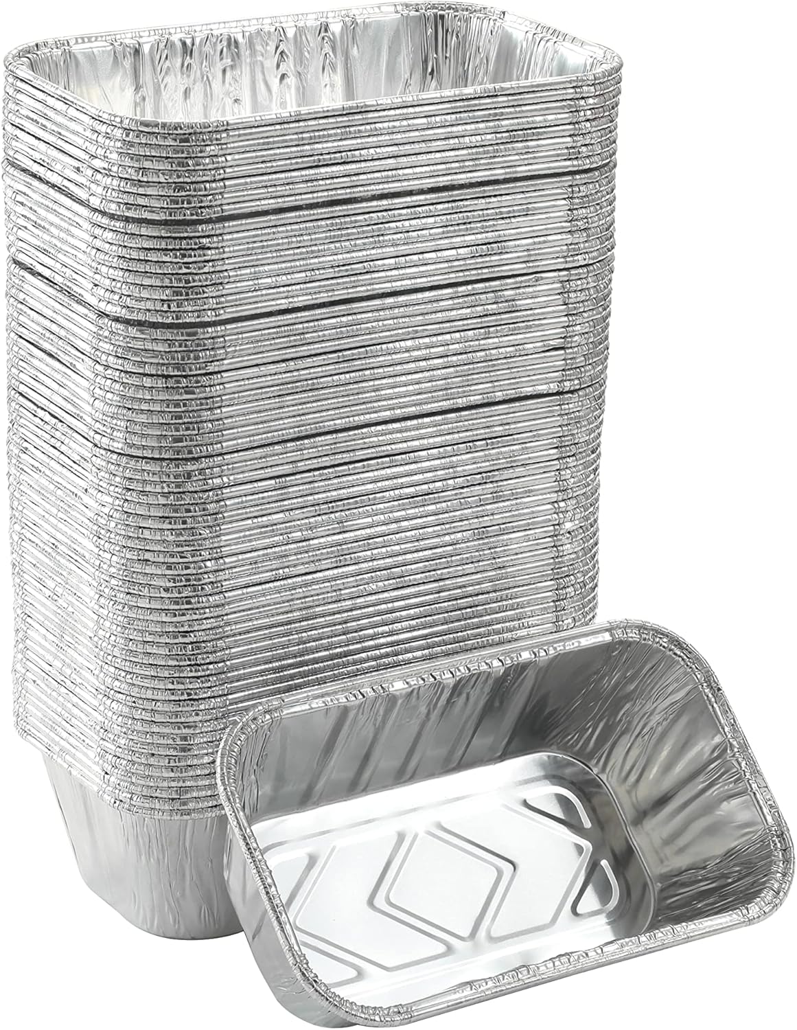 Waytiffer (50 Pack) 1Lb mini Loaf Pans Heavy Duty Disposable Aluminum Foil Bread Tins Standard Size 6" X 3.5" X 2.5" Oven Safe Sturdy Small Bread Tin Pans 1 Pound Loaf Pans