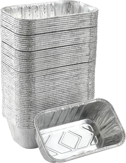 Waytiffer (50 Pack) 1Lb mini Loaf Pans Heavy Duty Disposable Aluminum Foil Bread Tins Standard Size 6" X 3.5" X 2.5" Oven Safe Sturdy Small Bread Tin Pans 1 Pound Loaf Pans