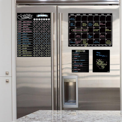 JJPRO Magnetic Dry Erase Menu and Chore Chart Blackboard for Fridge-Weekly Meal Planner Chalkboard,Behavior Chart Chalkboard for Multiple Kids with Notepad Blackboard